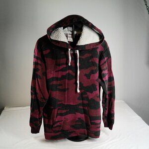PINK Victoria’s Secret Camo Sherpa Hoodie Sequin Logo Back Women’s M